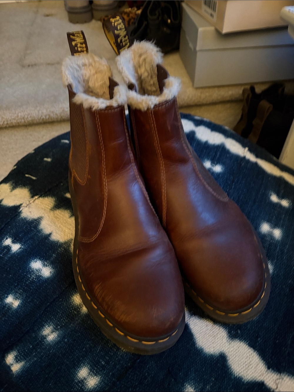 Dr. Martens Brown Leather Chukka Boots with Cream Shearling